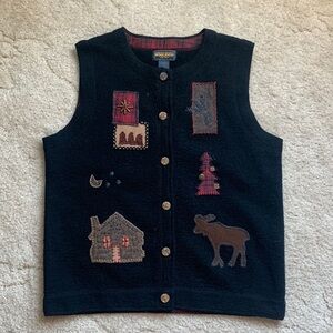 Woolrich 100% Wool Christmas Winter Patchwork Sweater Vest, Size M